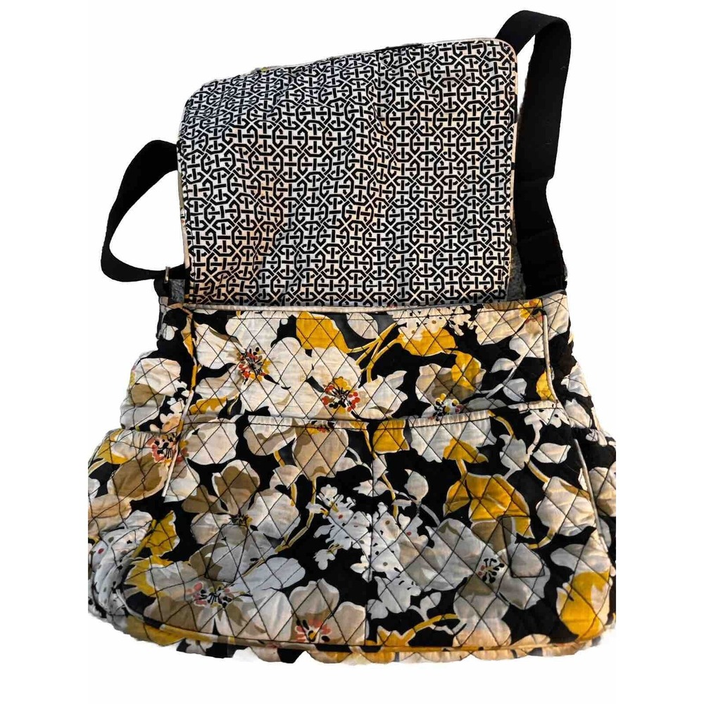 Large Vera Bradley Dogwood Cotton -Large Everything Messenger Bag EUC!